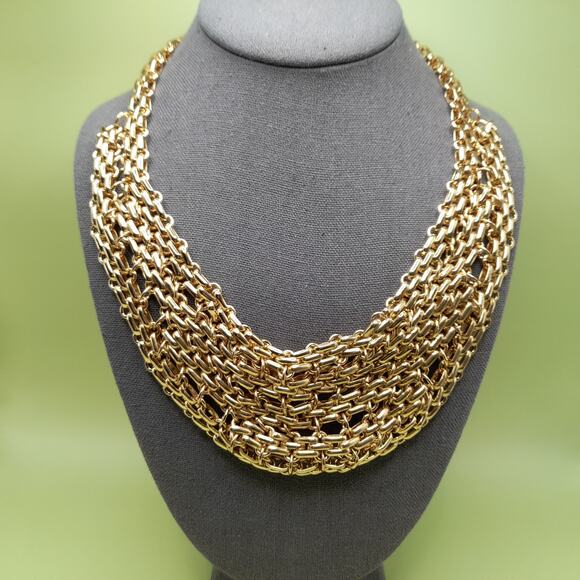 You and I Jewelry - Vintage YOU and I Gold Tone Multi Strand Chain Statement Necklace 21" Collar